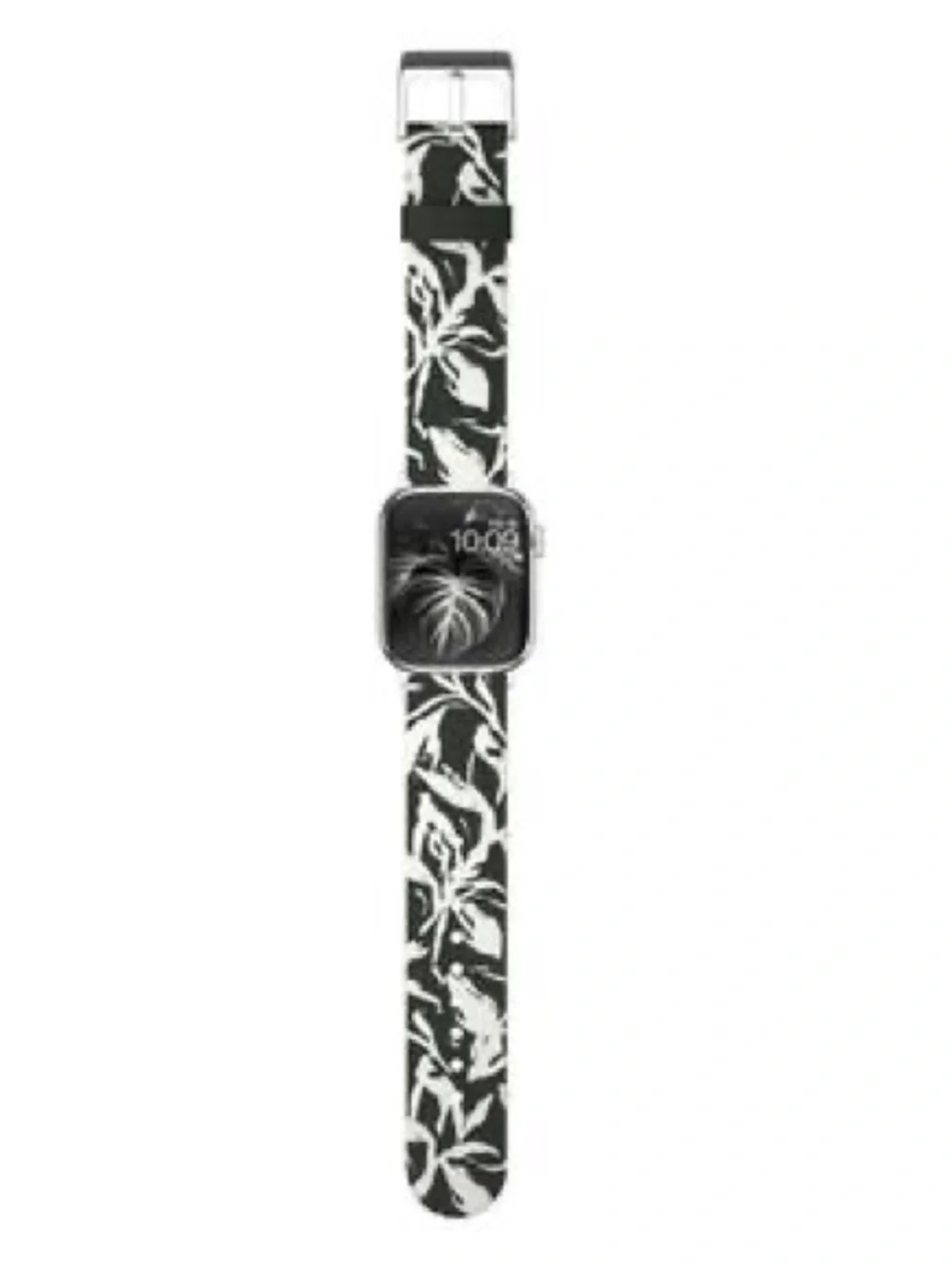 Black & White Floral Silicone Apple Watch Band